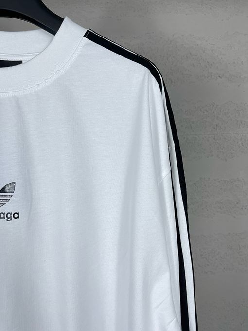 Balenciaga X Adidas クローバー3ストライプロゴプリント長袖シャツ