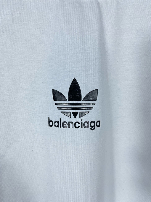 Balenciaga X Adidas クローバー3ストライプロゴプリント長袖シャツ