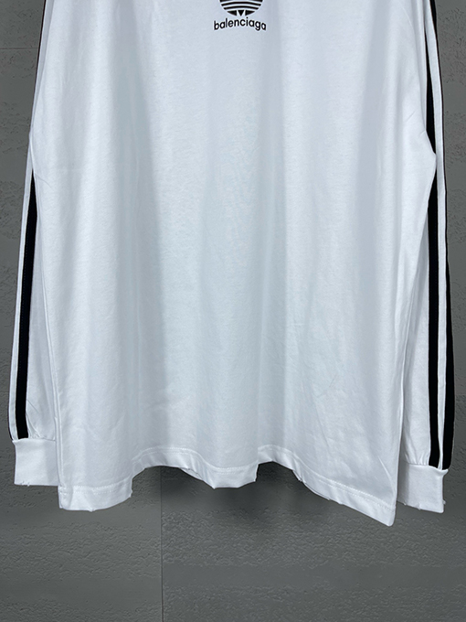 Balenciaga X Adidas クローバー3ストライプロゴプリント長袖シャツ