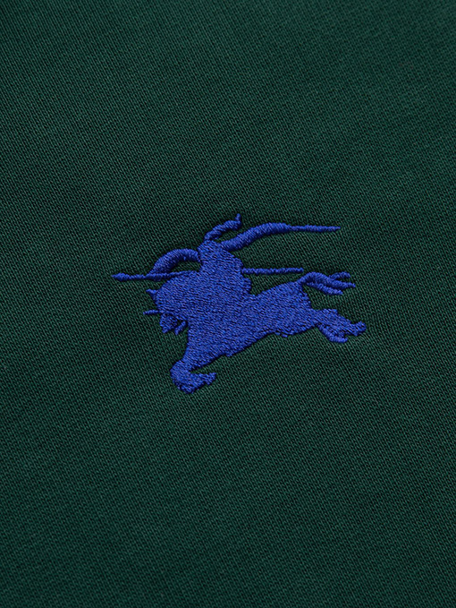 バーバリー 軍馬アルファベット刺繍ハーフジップラペルパーカー