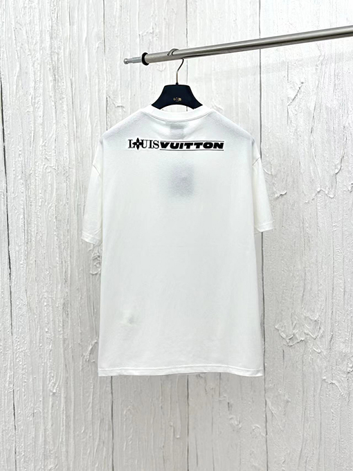 ルイヴィトンスーパーコピー  エンボス刺繍カラー半袖Tシャツ
