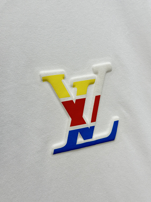 ルイヴィトンスーパーコピー  エンボス刺繍カラー半袖Tシャツ
