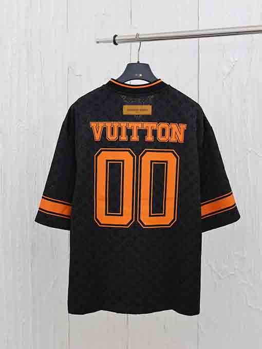 ルイヴィトンスーパーコピー  V ネックジャカード半袖Tシャツ