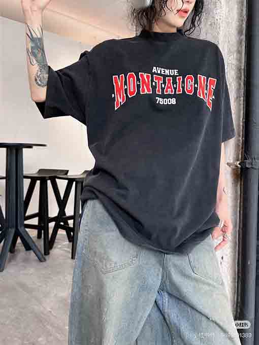 バレンシアガコピー 新しい古いウォッシュレトロ半袖Tシャツ