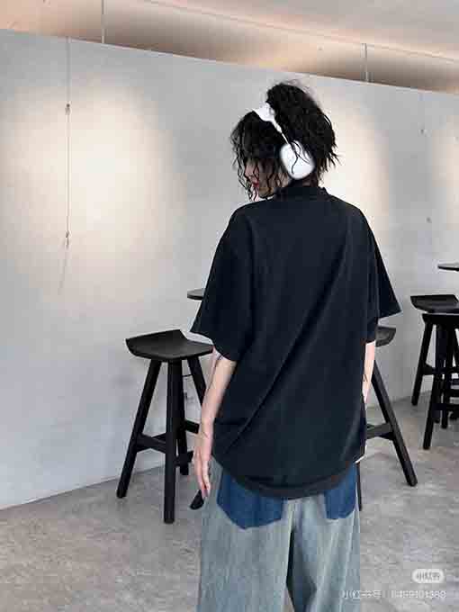 バレンシアガコピー 新しい古いウォッシュレトロ半袖Tシャツ