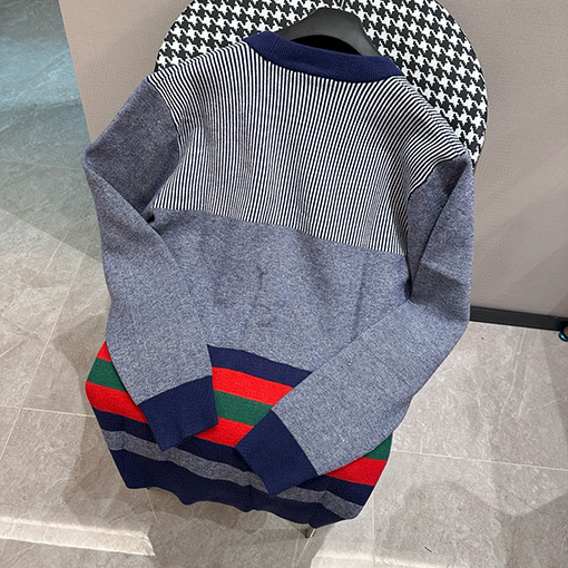 グッチコピー  シングルブレストのパッチワークカジュアルニット