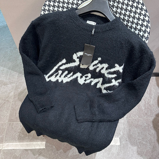 サンローランスーパーコピー モヘアのアルファベットジャカードセーター