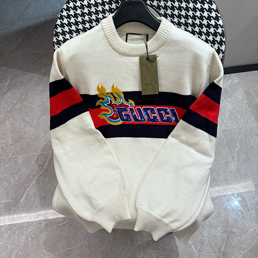 グッチコピー  アメリカンカレッジスタイルのレトロなクルーネックセーター