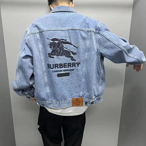 Supreme X Burberry 背中のコラボレーション刺繍ロゴデニムジャケット