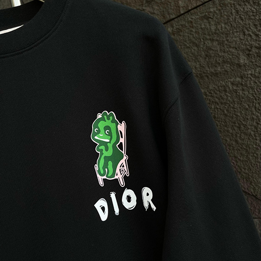 ディオール 新しいロゴプリントラウンドネックパーカー