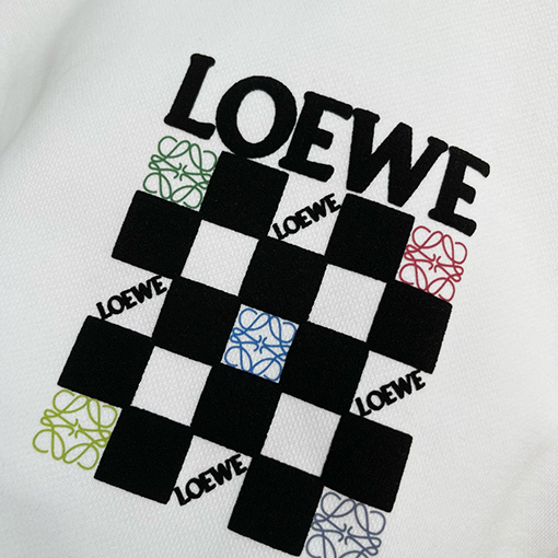 ロエベスーパーコピー 発泡プリントロゴクルーネックパーカー
