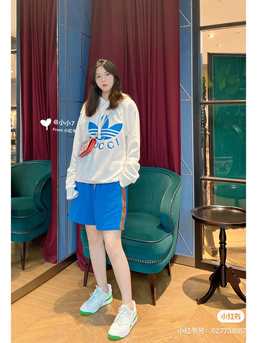 Adidas X Gucci 新しいカウンター刺繍二股フード付きパーカー