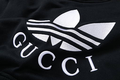 Adidas X Gucci 新しいカウンター刺繍二股フード付きパーカー