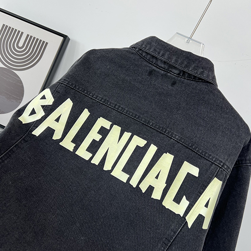 バレンシアガ バック落書き黄色テープカップル高品質デニムジャケット