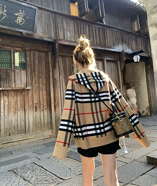 バーバリースーパーコピー 両面カシミヤロゴのチェック柄ニットジャケット