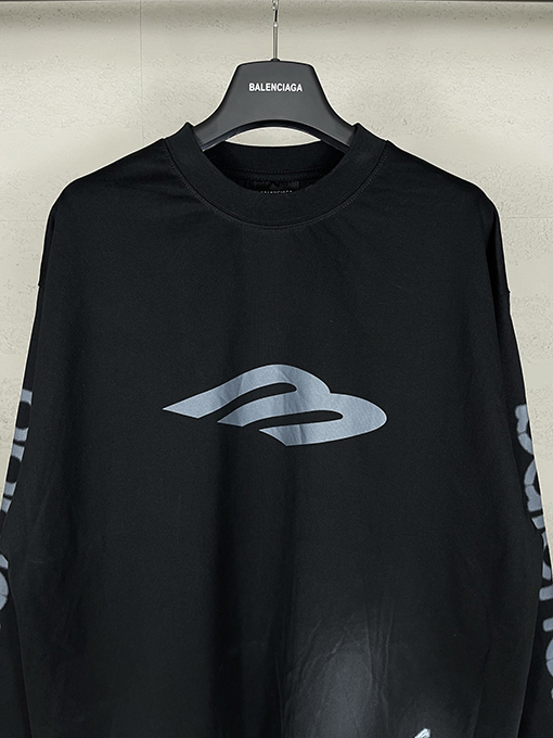バレンシアガ 3Mアルファベットのクラシックプリント長袖Tシャツ