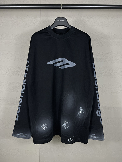 バレンシアガ 3Mアルファベットのクラシックプリント長袖Tシャツ