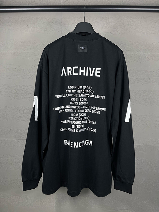 バレンシアガ  Archive コラボレーションクラックプリントウォッシュ長袖シャツ