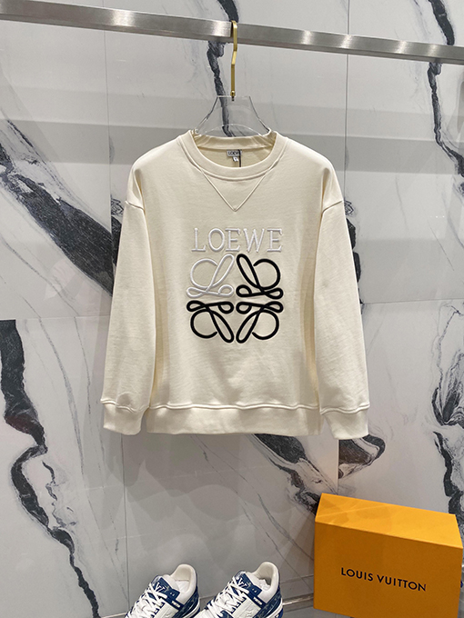 ロエベコピー クラシックな刺繍アルファベットロゴクルーネックパーカー
