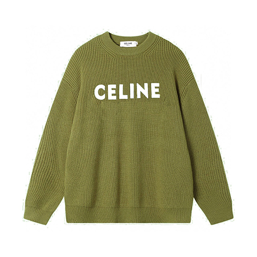 セリーヌ クラシックな刺繍文字クルーネックウールセーター
