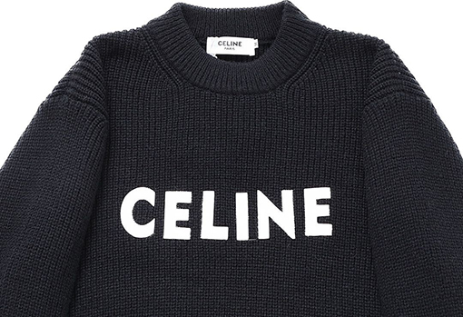 セリーヌ クラシックな刺繍文字クルーネックウールセーター