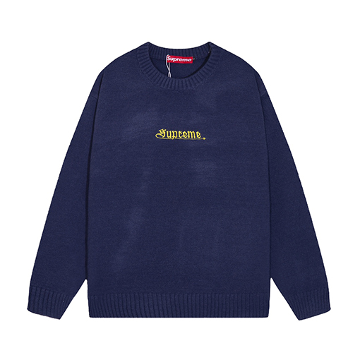 シュプリーム 新しい刺繍文字ロゴクルーネックウールニットセーター