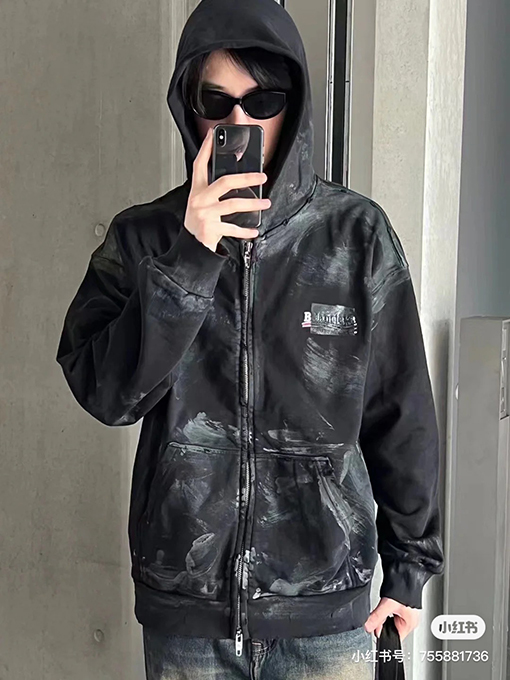 バレンシアガ OVERSIZED コーラ染めカーディガンジッパーパーカー