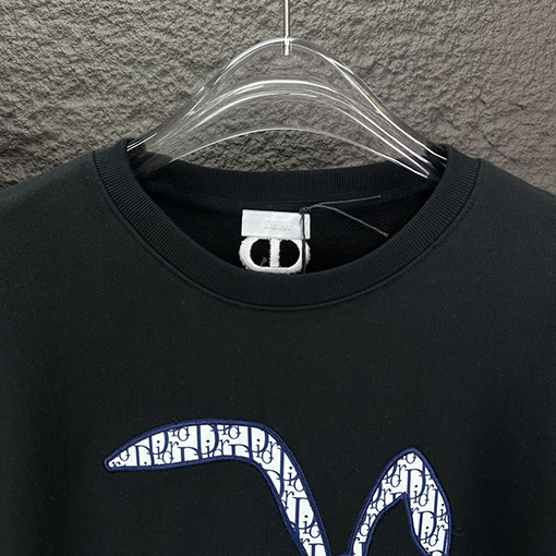 ディオール アップリケ刺繍ウサギ柄クルーネックパーカー