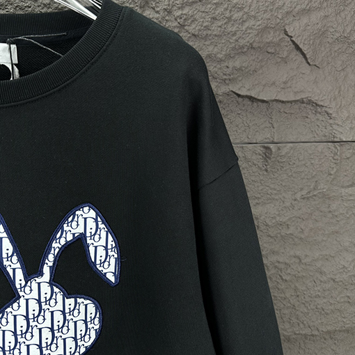 ディオール アップリケ刺繍ウサギ柄クルーネックパーカー
