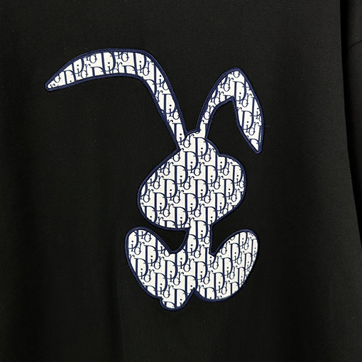 ディオール アップリケ刺繍ウサギ柄クルーネックパーカー