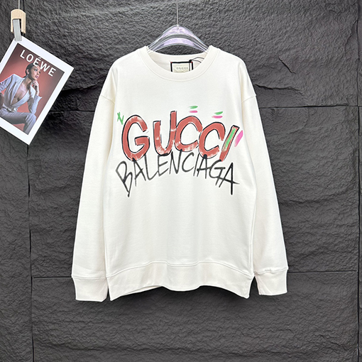 Gucci X Balenciaga 新しいアルファベットロゴのラウンドネックパーカー