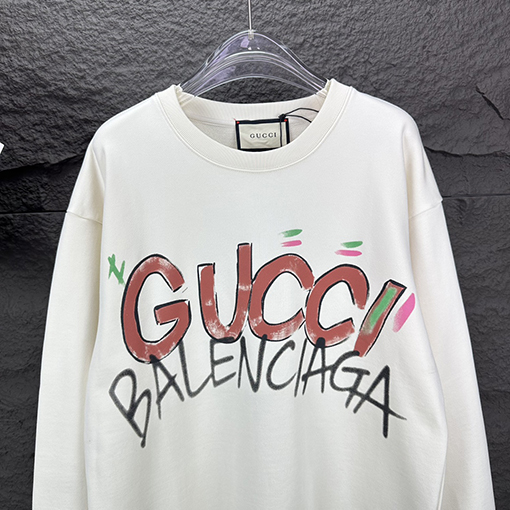 Gucci X Balenciaga 新しいアルファベットロゴのラウンドネックパーカー
