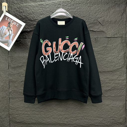 Gucci X Balenciaga 新しいアルファベットロゴのラウンドネックパーカー