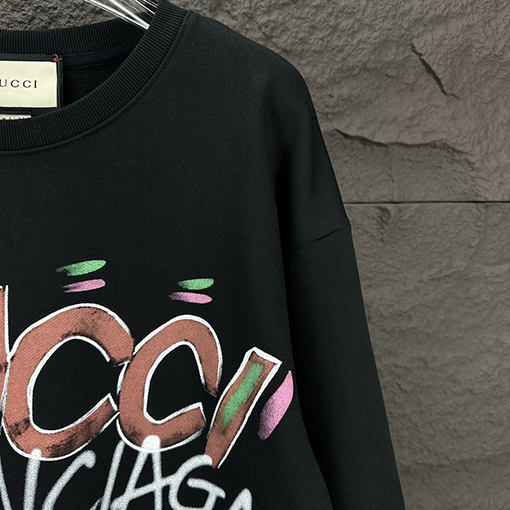 Gucci X Balenciaga 新しいアルファベットロゴのラウンドネックパーカー