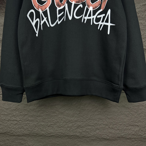 Gucci X Balenciaga 新しいアルファベットロゴのラウンドネックパーカー