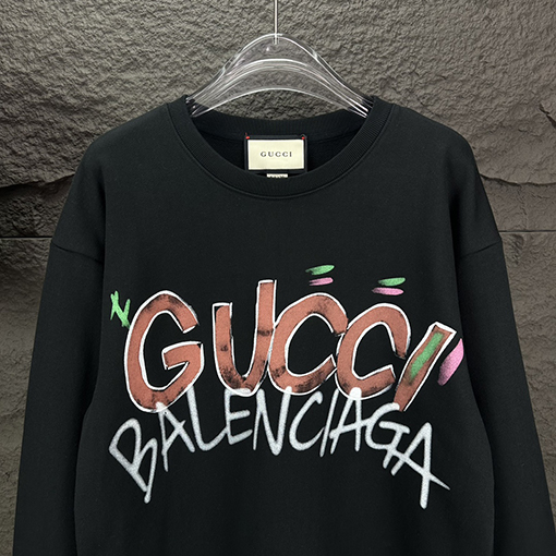 Gucci X Balenciaga 新しいアルファベットロゴのラウンドネックパーカー