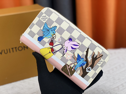 ルイヴィトンコピー ホワイトグリッドコレクションジッパー 財布 M60017