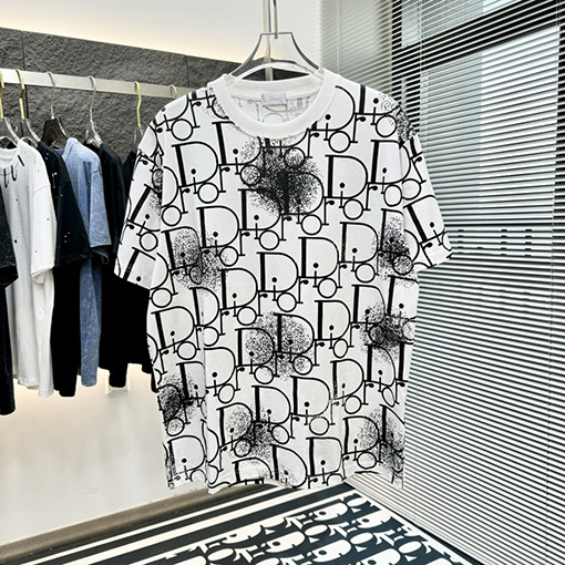 ディオールコピー トップラウンドネットフルプリント 半袖Tシャツ