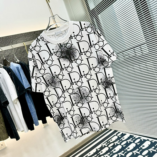 ディオールコピー トップラウンドネットフルプリント 半袖Tシャツ