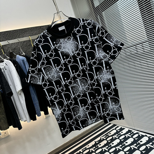 ディオールコピー トップラウンドネットフルプリント 半袖Tシャツ