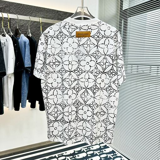 ルイヴィトン トップラウンドネットフルプリントファッション半袖Tシャツ