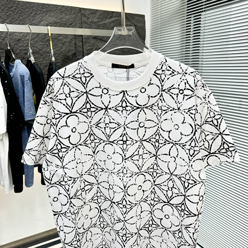 ルイヴィトン トップラウンドネットフルプリントファッション半袖Tシャツ