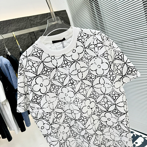 ルイヴィトン トップラウンドネットフルプリントファッション半袖Tシャツ