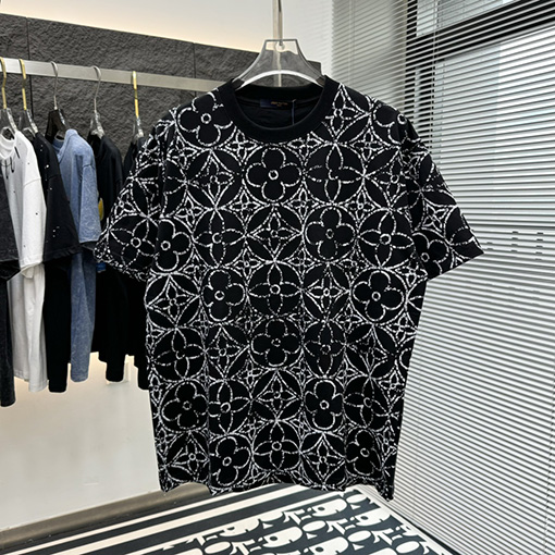 ルイヴィトン トップラウンドネットフルプリントファッション半袖Tシャツ