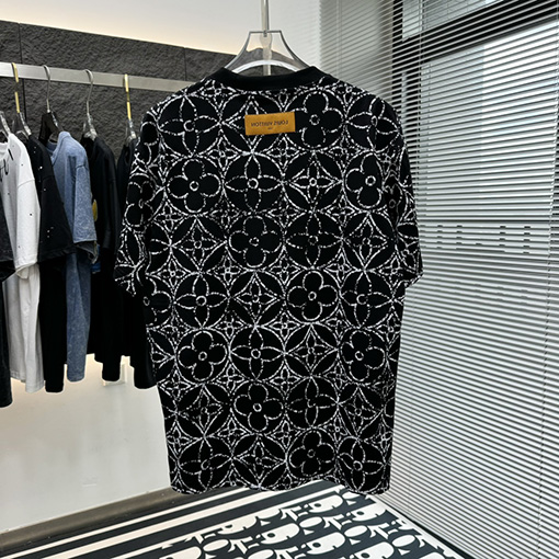 ルイヴィトン トップラウンドネットフルプリントファッション半袖Tシャツ