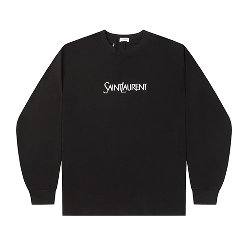 サンローラン 秋冬の新しい アルファベットロゴプリント長袖Tシャツ