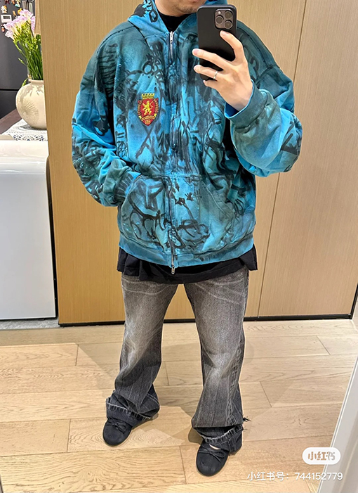 バレンシアガ ウォッシュスクラブ SKATER BAGGY ジップアップパーカー