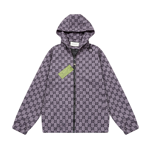 グッチ クラシックなダブルGフルロゴフード付き防風ジャケット