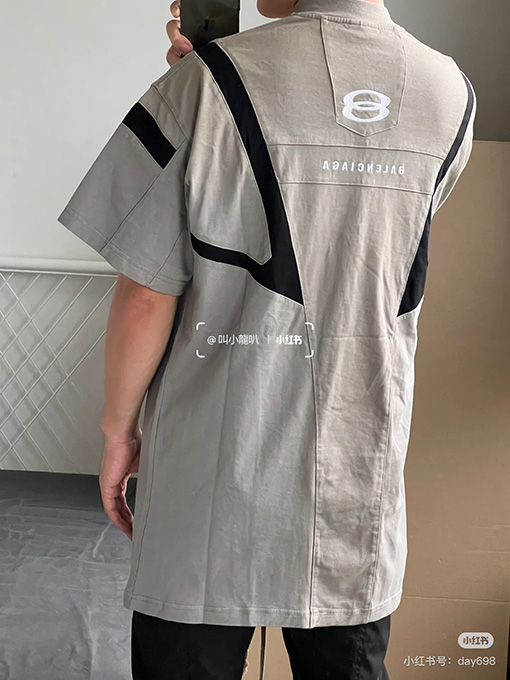 バレンシアガ ショーダブルリングステッチレーシング半袖Tシャツ