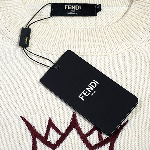 フェンディコピー FDアルファベットロゴクラウン刺繍クルーネックセーター